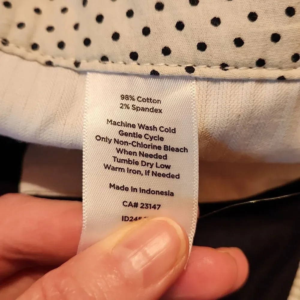Talbots Perfect Crop Slim Leg Mid Rise Casual Cotton Pants, Size 2, Dark Blue